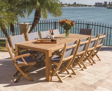 Royal Teak Dining Set with 96" Comfort Table and 10 Sail Mate